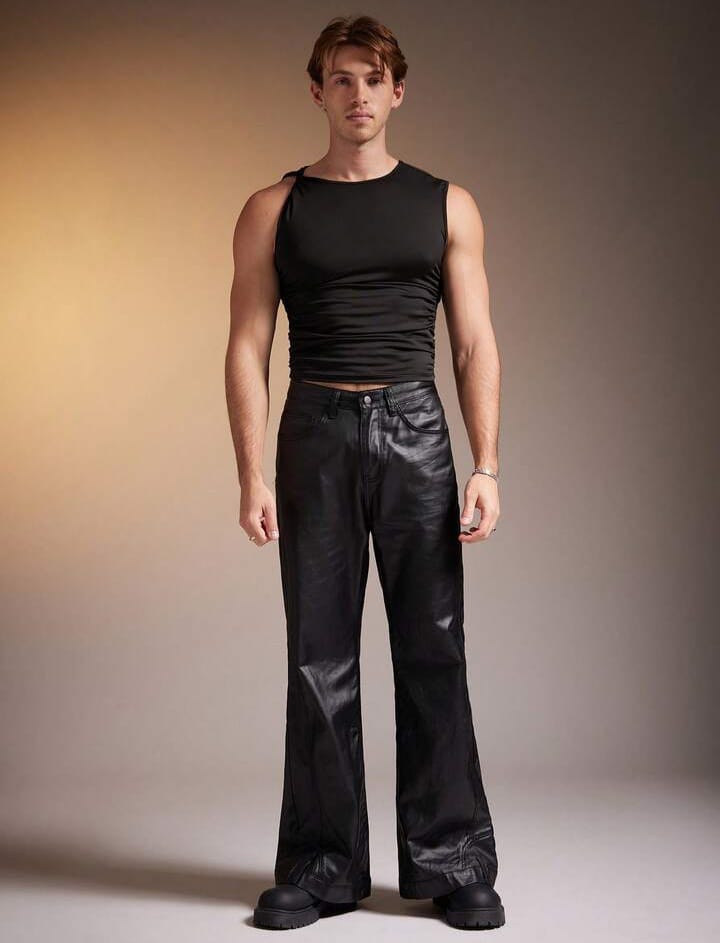 Men's Round Neck Asymmetrical Shoulder Twist Tank Top